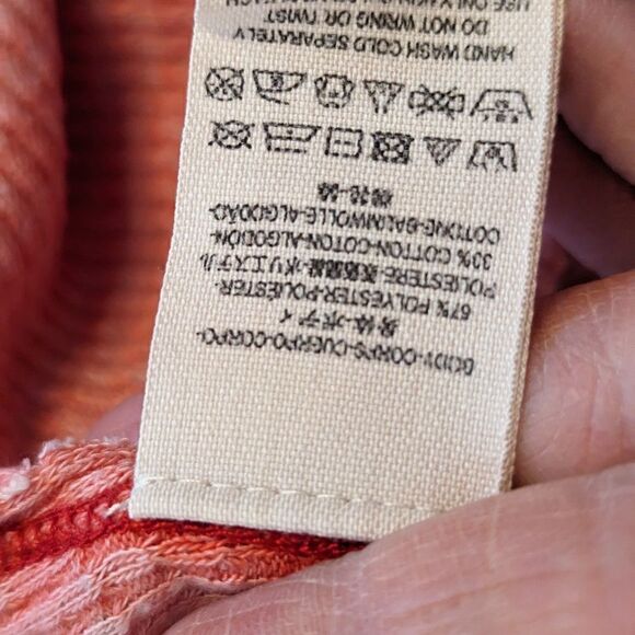 Free People Red Distressed Waffle Knit Babydoll Top - Picture 7 of 7